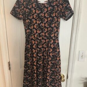 LuLaRoe Black Dress with Orange Floral Pattern